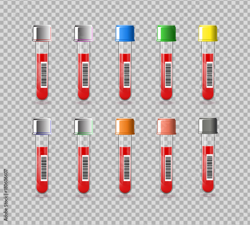 Set of vacutainer test tube.