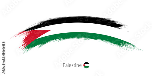 Flag of Palestine in rounded grunge brush stroke.