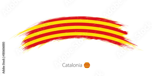 Flag of Catalonia in rounded grunge brush stroke.