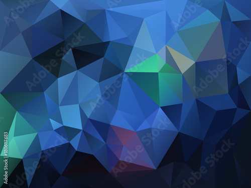 vector abstract irregular polygon background with a triangle pattern in sea blue, turquoise, green and purple color