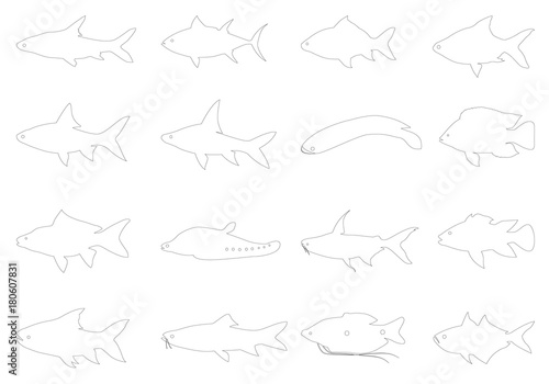 silhouette fish shape vector design