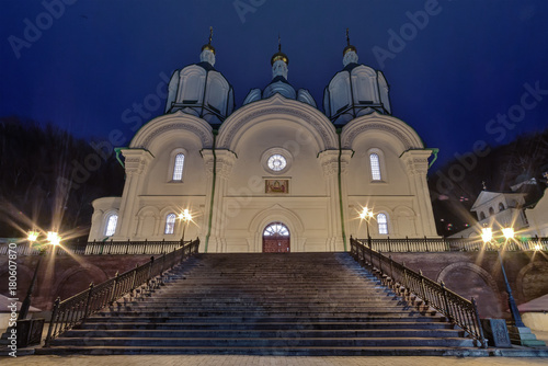 Svyatogorsk main cathedral in evening