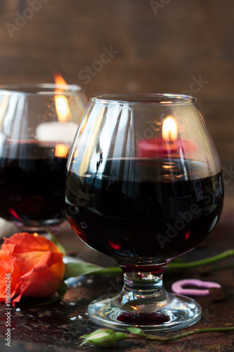 Romantic drink for couple - juice in glasses.