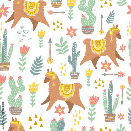 Alpaca seamless pattern