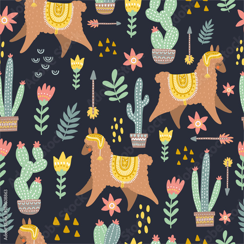 Alpaca seamless pattern