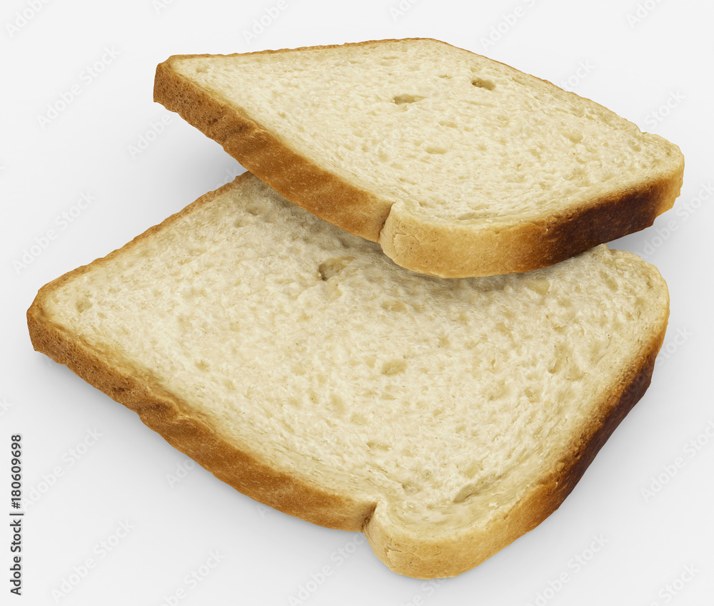 bread slices - toast pair - isolated on white