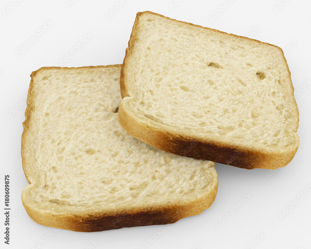 bread slices - toast pair - isolated on white