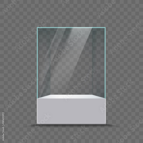 Glass showcase for the exhibition