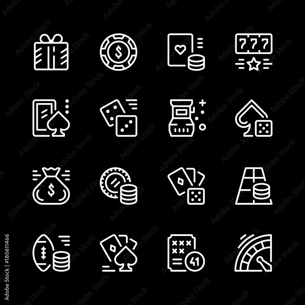 Set line icons of gambling Set line icons of gambling