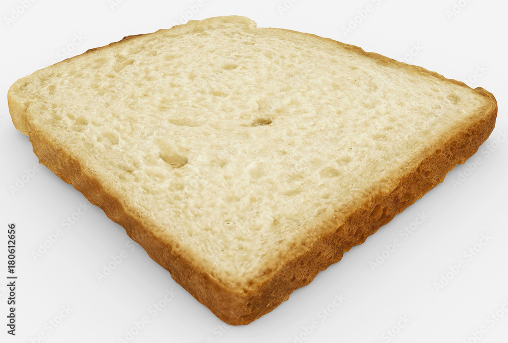 bread slice - single toast close-up - isolated on white bread slice - single toast close-up - isolated on white