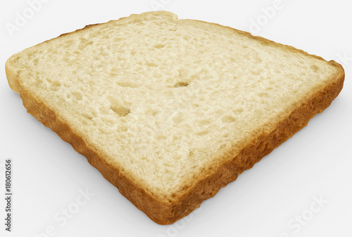 bread slice - single toast close-up - isolated on white