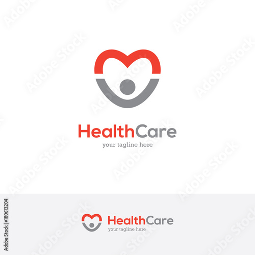 Heart logo with happy man silhouette.
