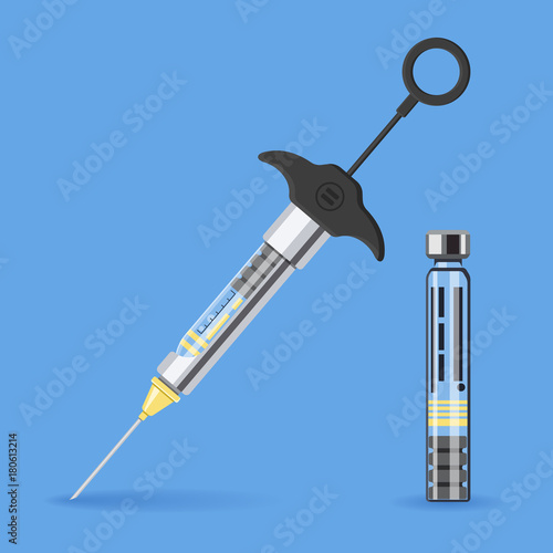 dental medical syringe and carpula vial icon