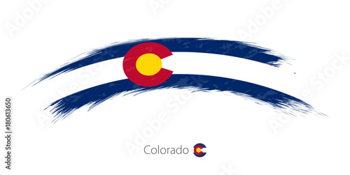 Flag of Colorado in rounded grunge brush stroke.