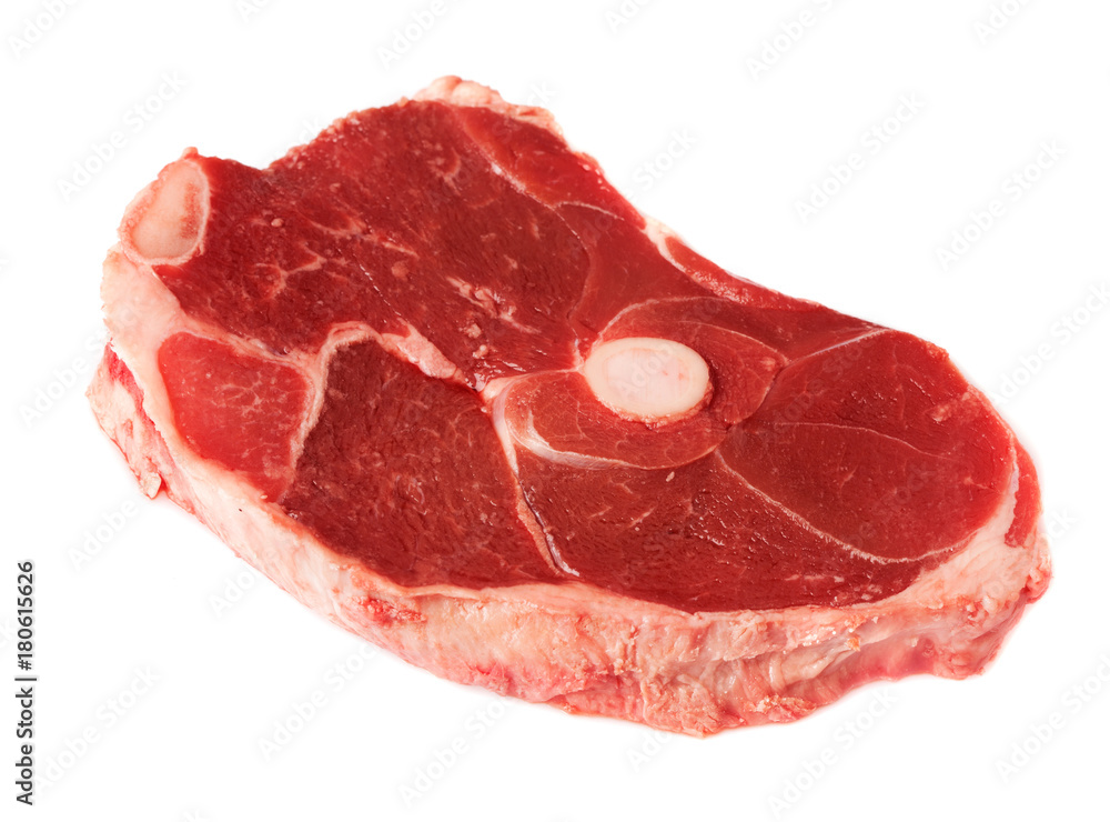 Obraz premium Raw steak isolated on white background