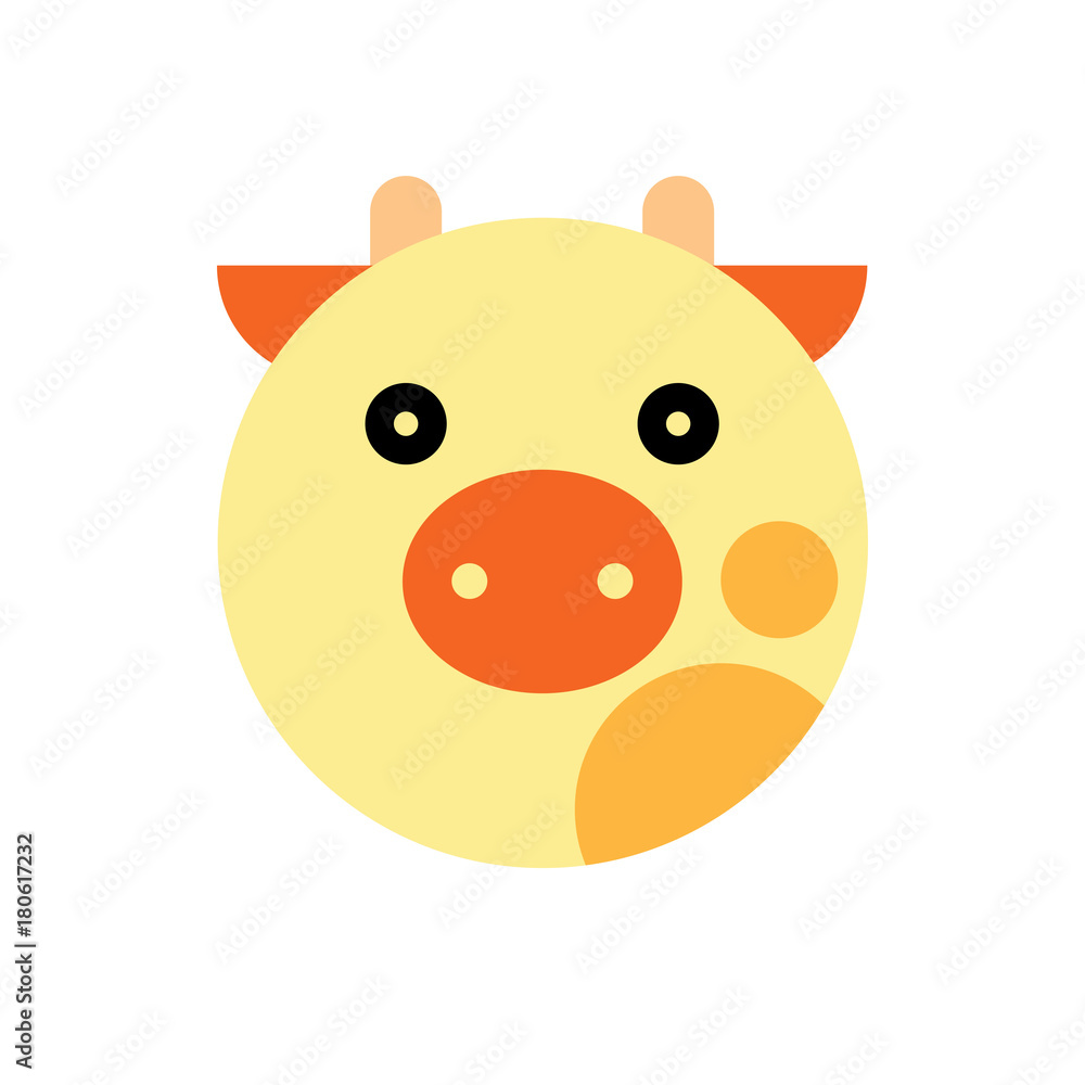Cow. Cartoon Animal Head Cow. Cartoon Animal Head