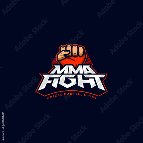 MMA fight logo. Mixed martial arts vector logotype. Mix fight logo template