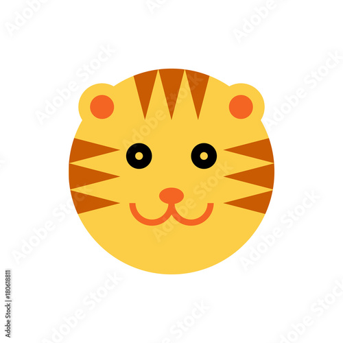 Fototapeta Naklejka Na Ścianę i Meble -  Tiger. Cartoon Animal Head