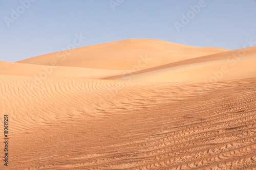 Abstract view of sand dunes in the desert. © Kertu