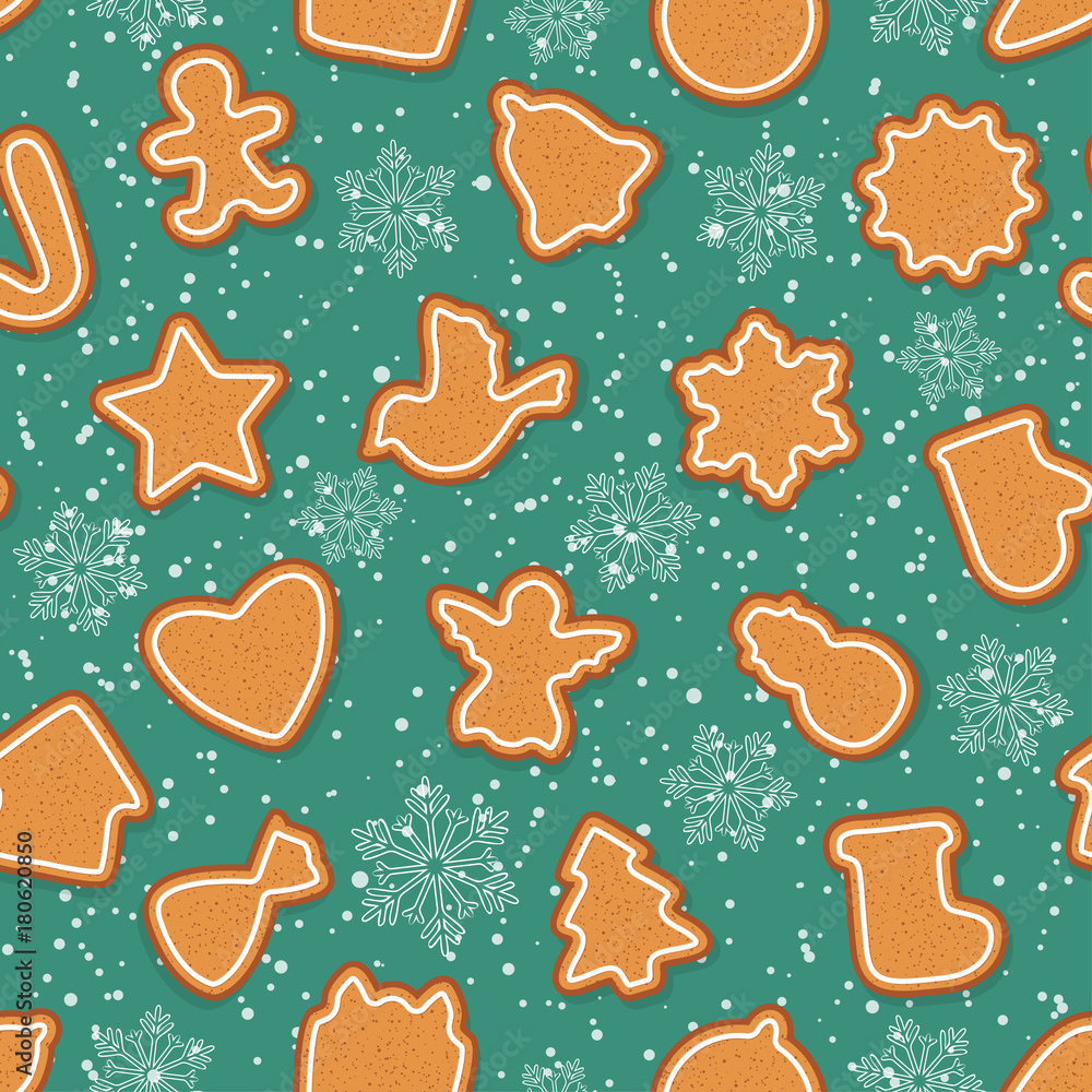 Seamless background from Christmas gingerbread cookies. Pattern
