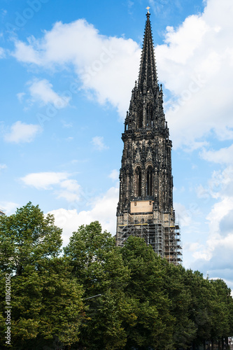 tower of St Nicholas Church in Hamburg city