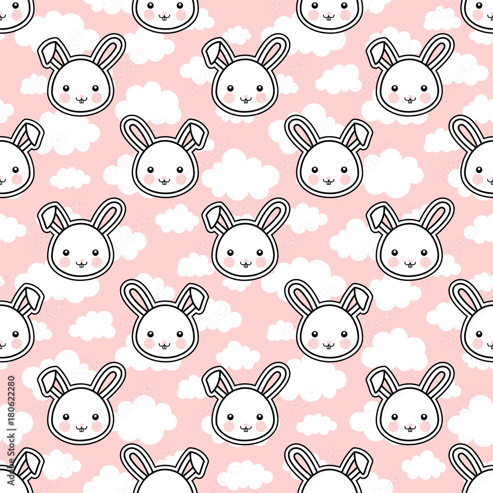 Fototapeta premium Rabbit Seamless Pattern Background, Easter Vector illustration