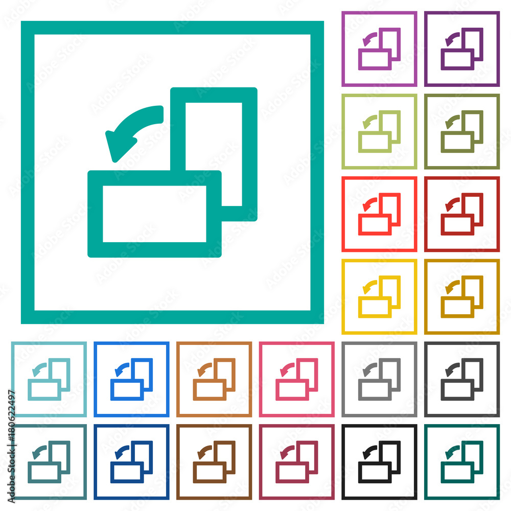 Rotate left flat color icons with quadrant frames Rotate left flat color icons with quadrant frames