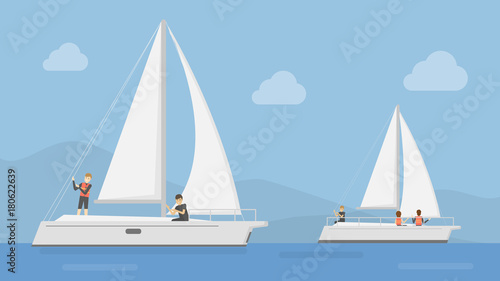 Yacht club illustration.