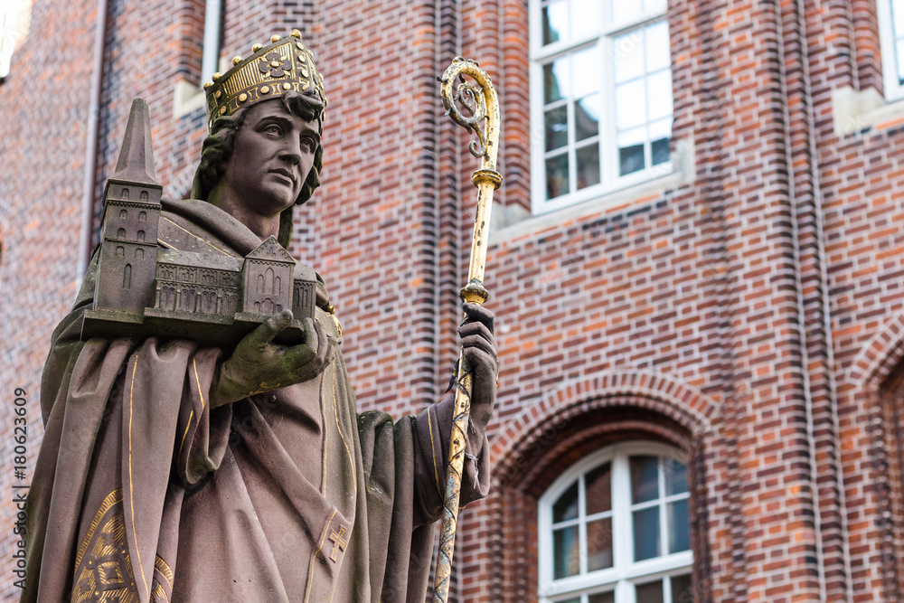St Ansgar statue in Hamburg on Trostbrucke bridge