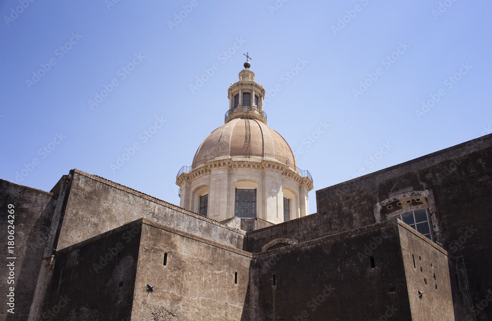 View of Church of St. Nicholas Arena (Saint Nicolo) in Catania / Italy.