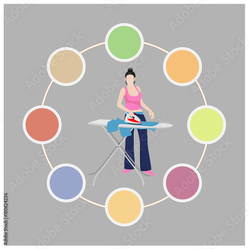 lovely lady pressing cloth vector design