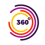 360 degrees view Related Vector graphic element that can be used as a logo or icon for your Design. Modern style with colorful circle lines