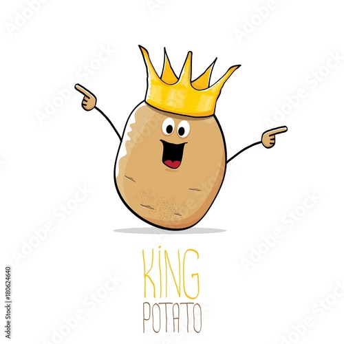 vector funny cartoon cool cute brown smiling king potato