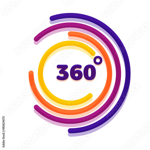360 degrees view Related Vector graphic element that can be used as a logo or icon for your Design. Modern style with colorful circle lines