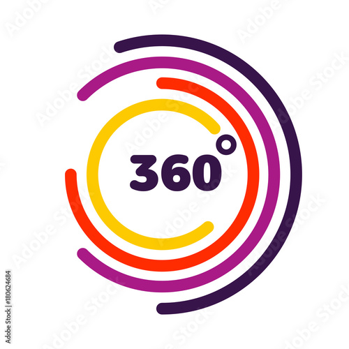 360 degrees view Related Vector graphic element that can be used as a logo or icon for your Design. Modern style with colorful circle lines