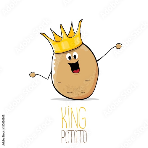 vector funny cartoon cool cute brown smiling king potato