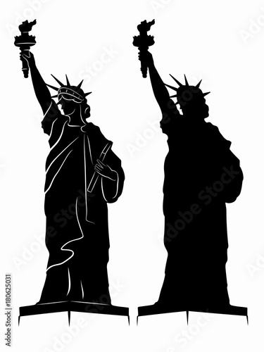 silhouette of the Statue of Liberty , vector draw