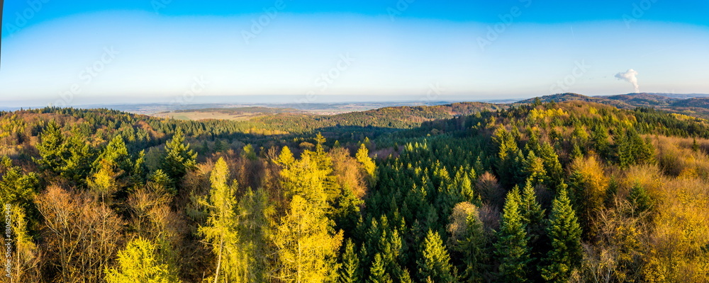 Autumn aerial view to czech countryside