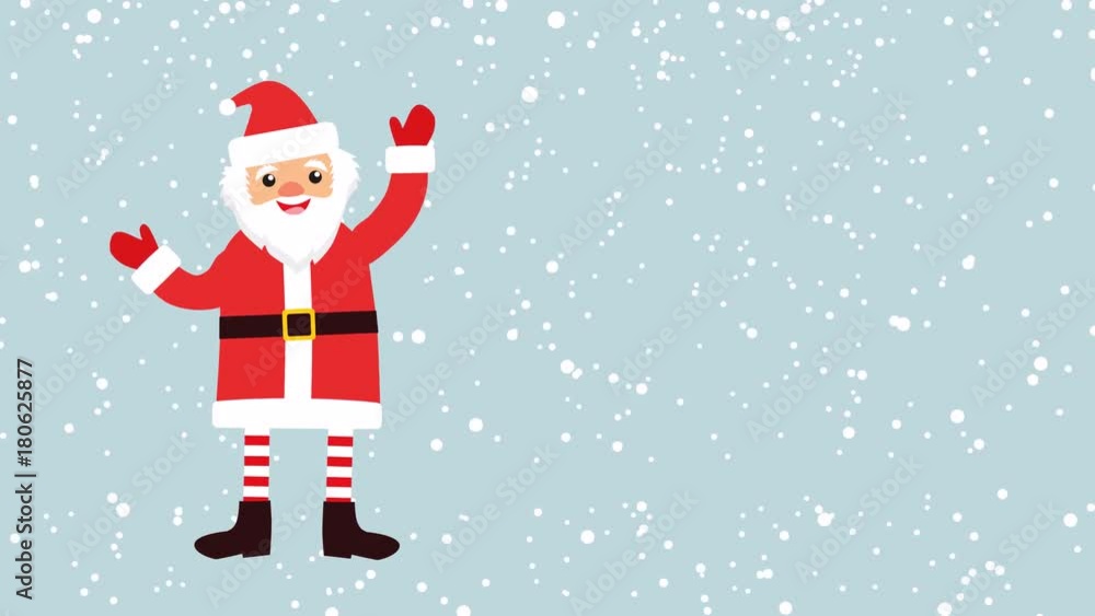 Cartoon Santa Claus against a background of falling snow with an empty banner for your text. banner with sale. footage Cartoon Santa Claus against a background of falling snow with an empty banner for your text. banner with sale. footage