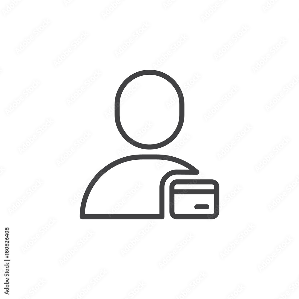 User id card line icon, outline vector sign, linear style pictogram isolated on white. Man and credit card symbol, logo illustration. Editable stroke User id card line icon, outline vector sign, linear style pictogram isolated on white. Man and credit card symbol, logo illustration. Editable stroke