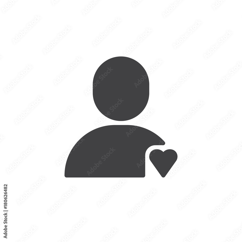 Favorite user icon vector, filled flat sign, solid pictogram isolated on white. Human heart symbol, logo illustration. Favorite user icon vector, filled flat sign, solid pictogram isolated on white. Human heart symbol, logo illustration.