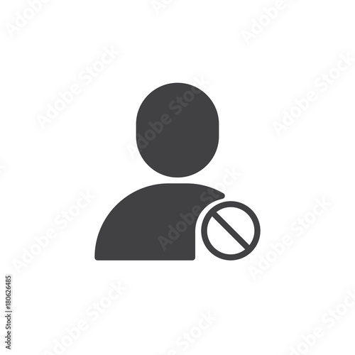 User block icon vector, filled flat sign, solid pictogram isolated on white. Blacklist account symbol, logo illustration.