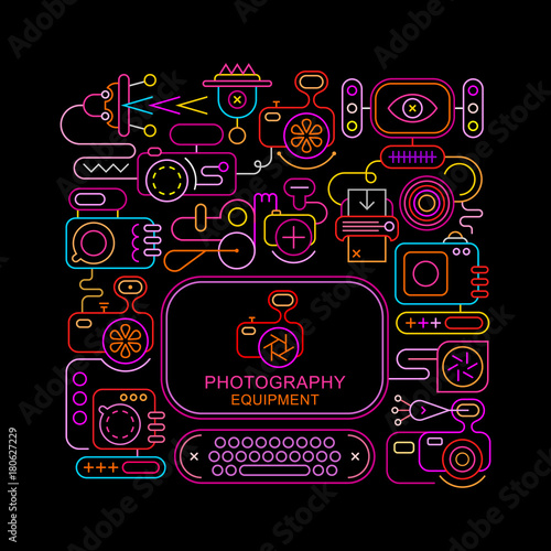 Photography Equipment neon vector banner