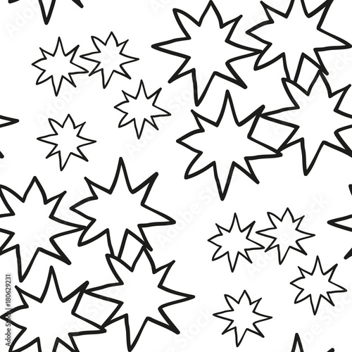 Christmas stars hand draw monochrome seamless pattern