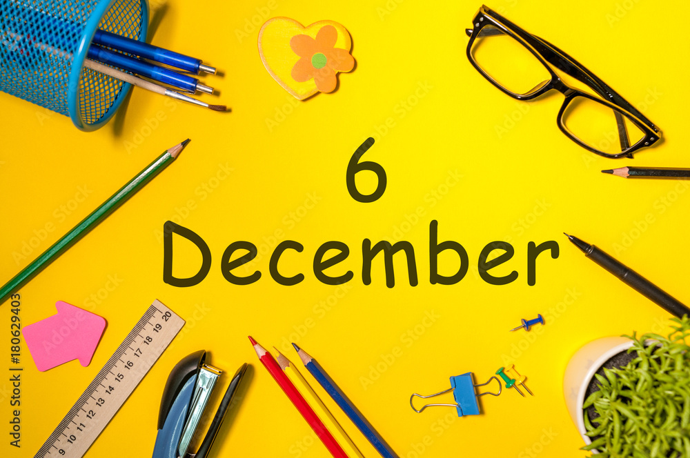 December 6th Day 6 Of December Month Calendar On Yellow Businessman december-6th-day-6-of-december-month-calendar-on-yellow-businessman