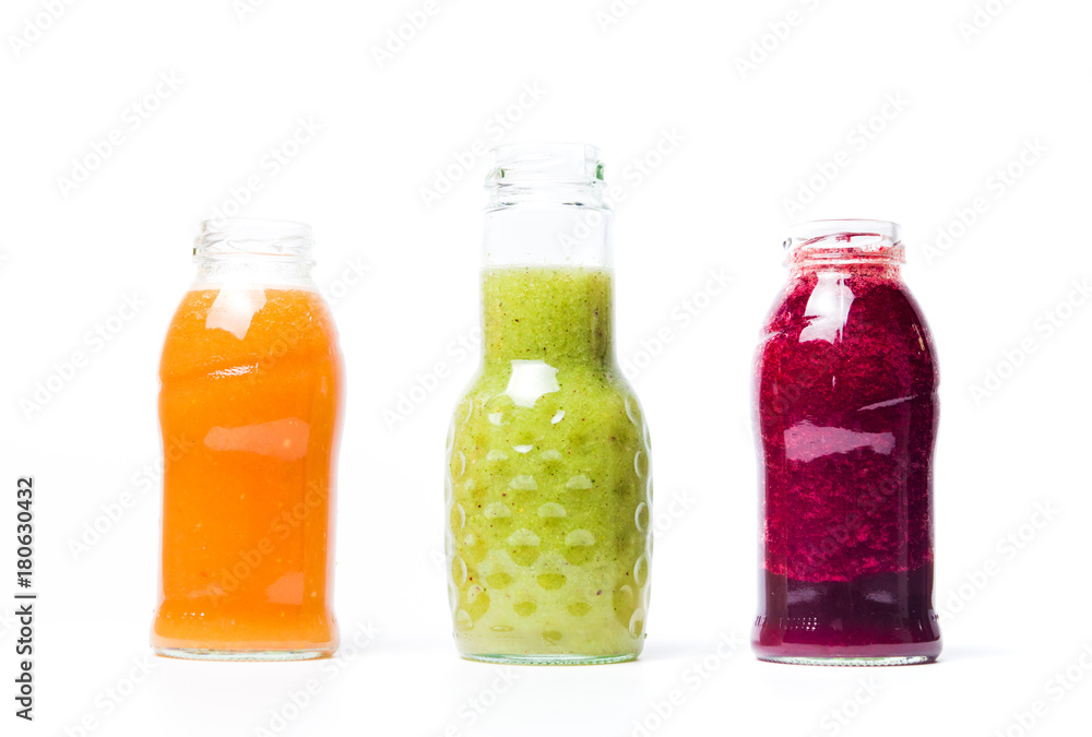 Colorful smoothies with fruits isolated Colorful smoothies with fruits isolated