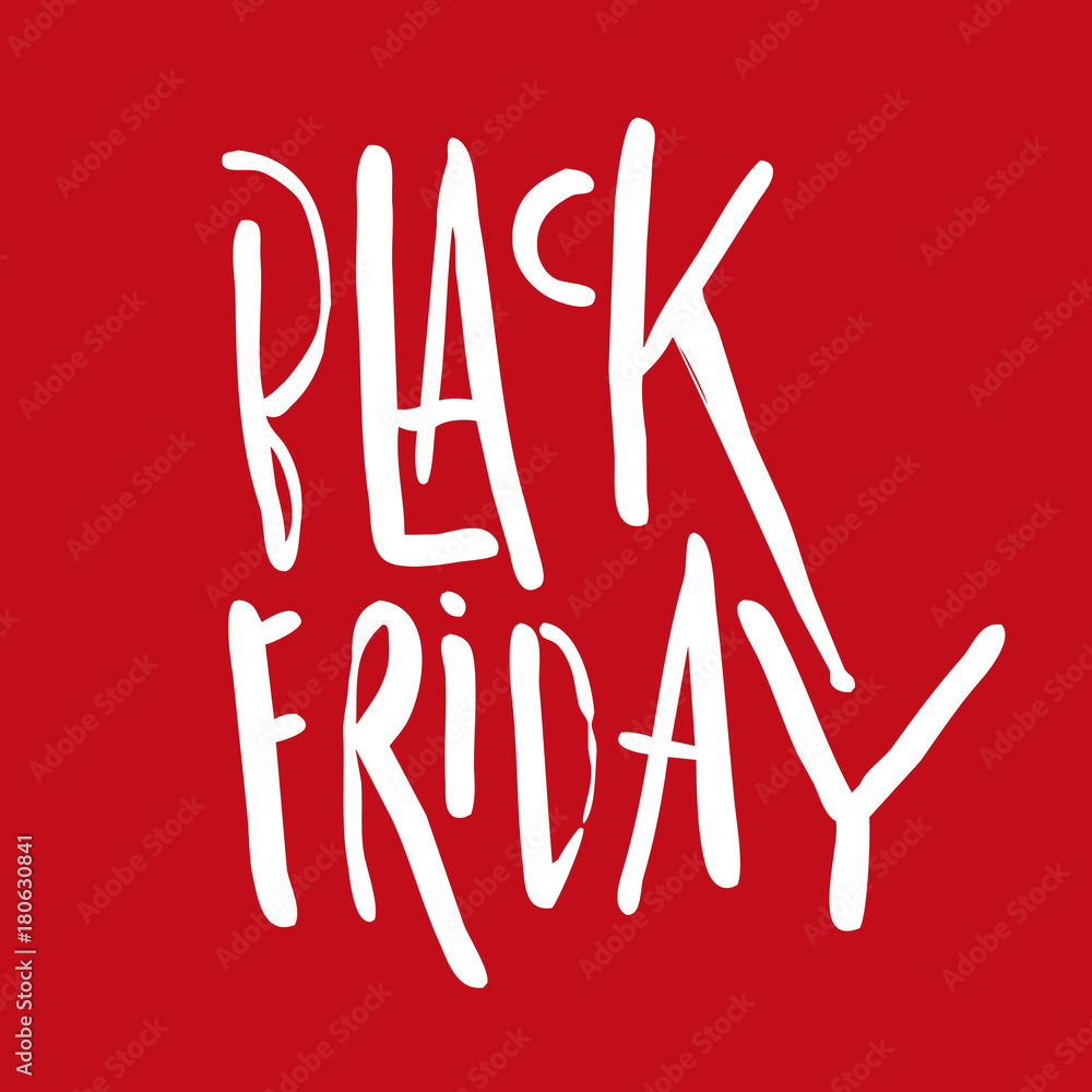 Black Friday Sale handmade lettering, calligraphy on red background for logo or banners. Black Friday Sale handmade lettering, calligraphy on red background for logo or banners.