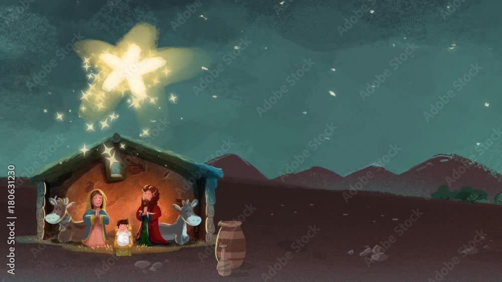Portal de belen pesebre con carta a los reyes magos