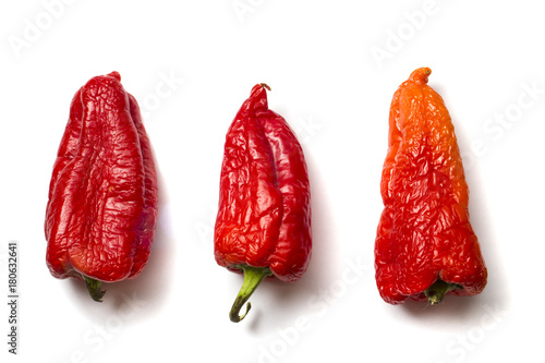 Quadro em tela red shriveled pepper on a natural white background