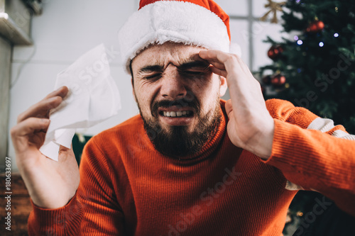 Portrait of attractive man before christmas photo